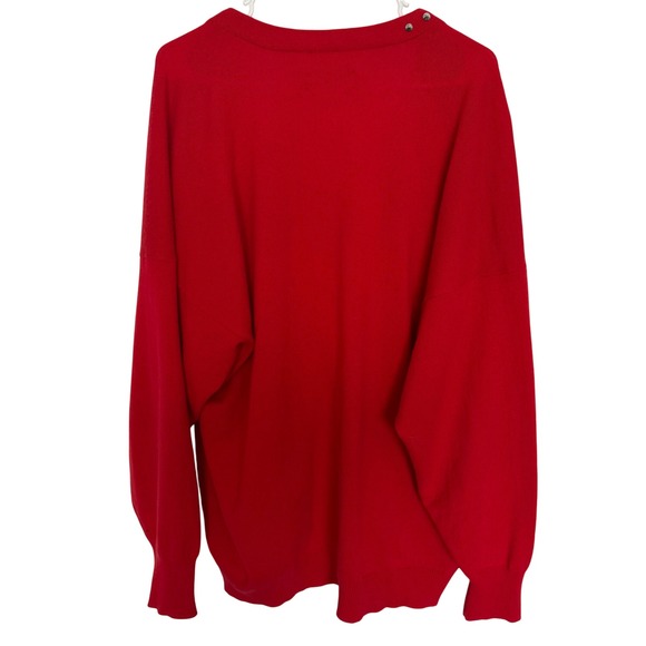 ZADIG & VOLTAIRE RED WOOL CASHMERE CARDIGAN SWEATER SIZE M STUDDED POCKETS Cozy - Picture 2 of 8